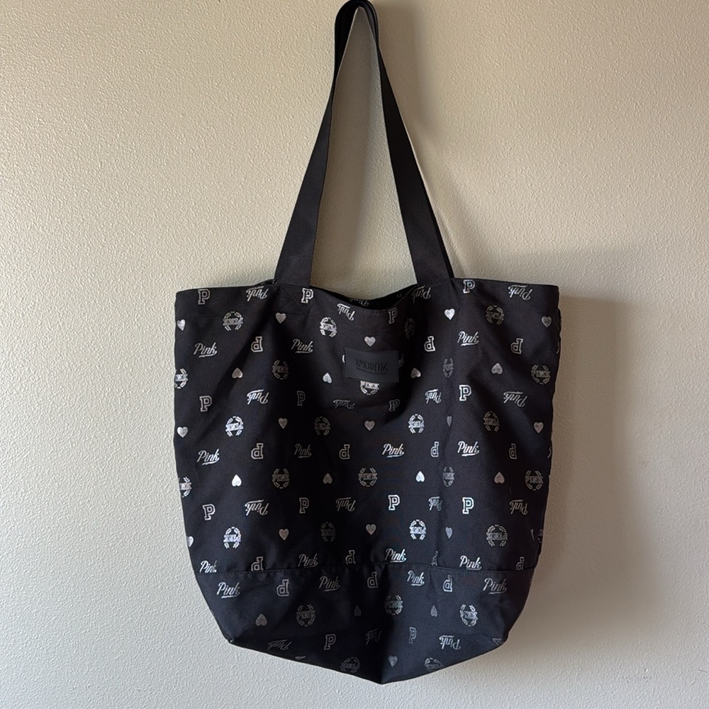 Victoria’s Secret PINK Black Tote Bag | Logo Print